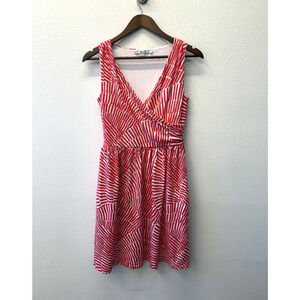 Boden Red and White Striped Midi Dress
